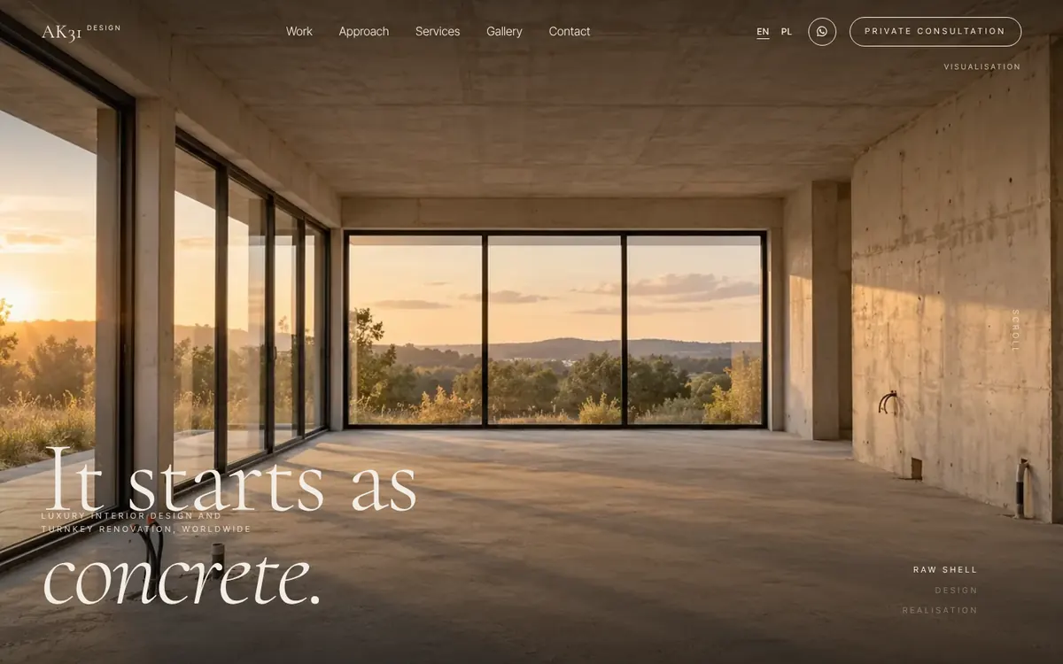 ak31.design: luxury interior studio homepage